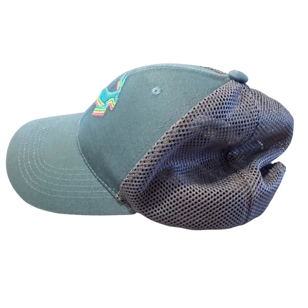 Wookles & Co. Limited Edition 40 Rainbow Gazelle Trucker Hat Blue Grey uSnapback